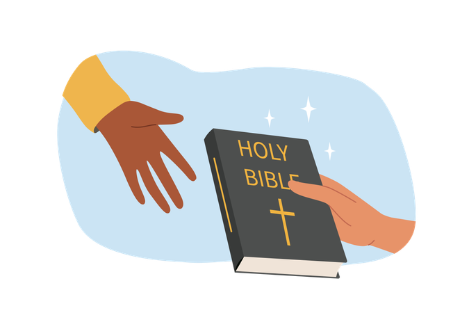 Menschen geben die Heilige Bibel  Illustration