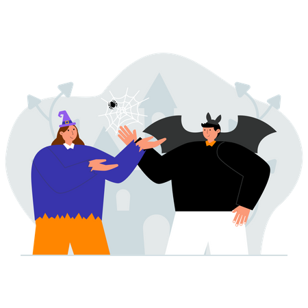 Menschen genießen die Halloween-Nacht  Illustration
