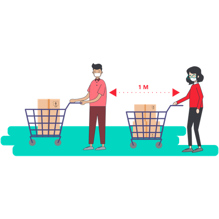 Menschen halten soziale Distanz, um die Ausbreitung von Infektionen zu stoppen  Illustration