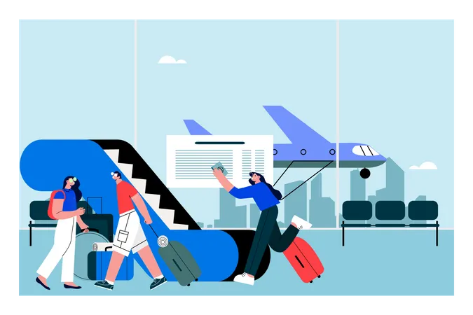 Menschen im Flughafen  Illustration