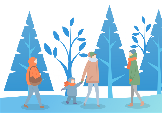 Menschen im Winter  Illustration