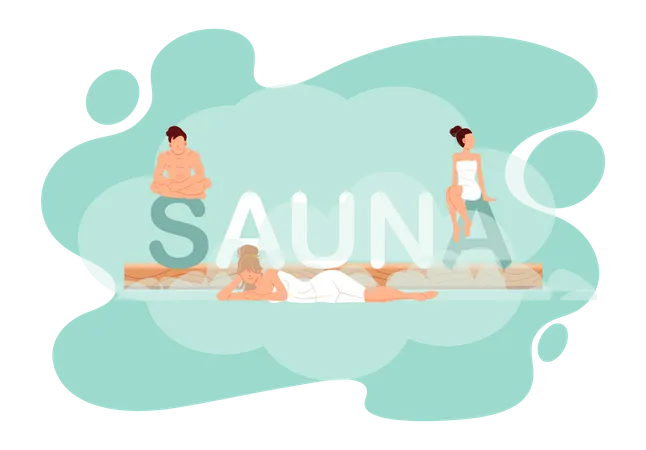 Menschen im Sauna-Spa  Illustration