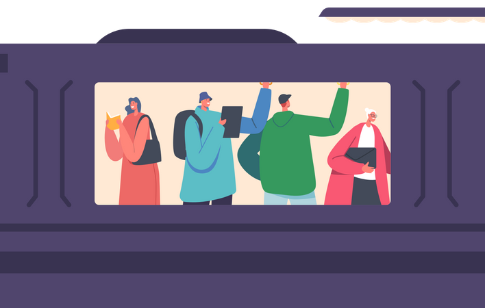 Menschen in der U-Bahn  Illustration