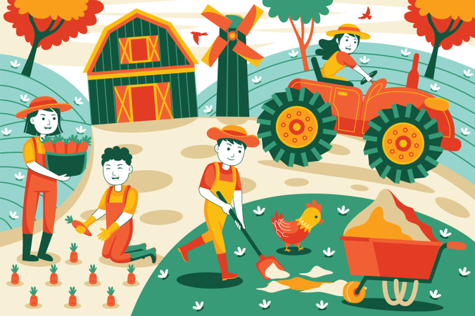 Menschen in der Landwirtschaft  Illustration