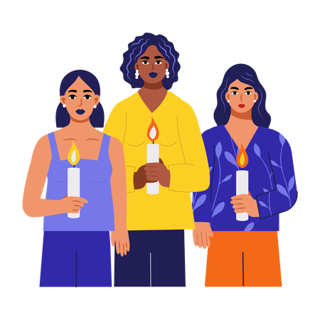 Menschen protestieren mit Kerzen  Illustration