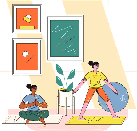 Menschen, die Yoga und Meditation für den inneren Frieden praktizieren  Illustration