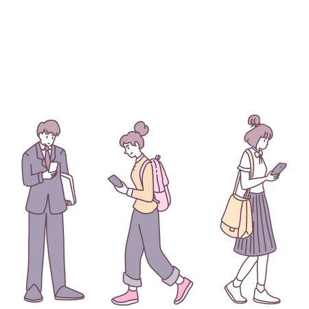 Menschen nutzen Smartphones, um im Alltag Nachrichten zu erhalten  Illustration