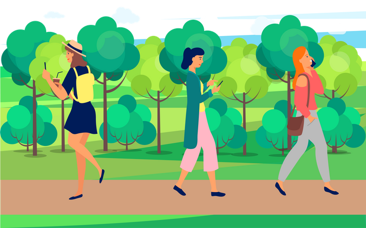 Menschen nutzen Smartphones, um im Alltag Nachrichten zu erhalten  Illustration