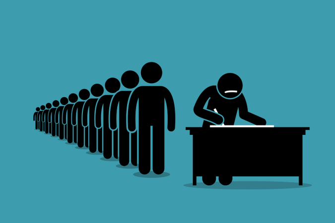 Menschen stehen Schlange und unterschreiben für eine Petition mit Unterschriften  Illustration