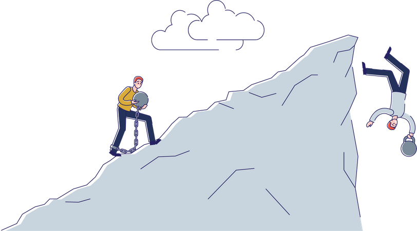 Menschen stürzen wegen Unternehmenskrise die Klippe hinunter  Illustration
