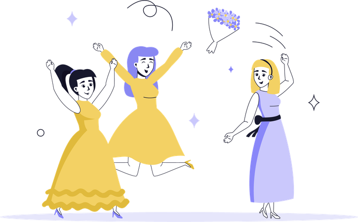 Menschen tanzen bei einer Hochzeit  Illustration