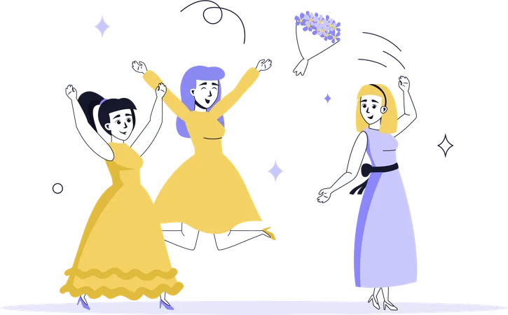 Menschen tanzen bei einer Hochzeit  Illustration