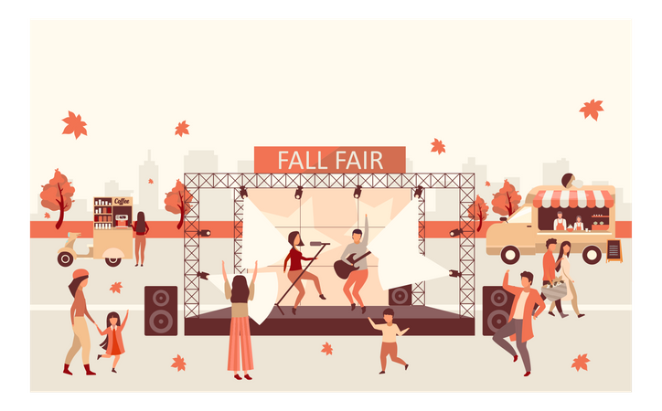 Menschen tanzen und feiern das Herbstfest  Illustration