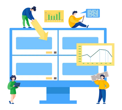 Menschen vernetzen sich bei Online-Meetings  Illustration