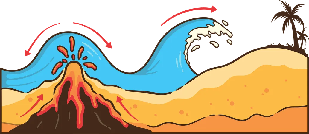 Menschen werden Opfer der Tsunami-Katastrophe  Illustration