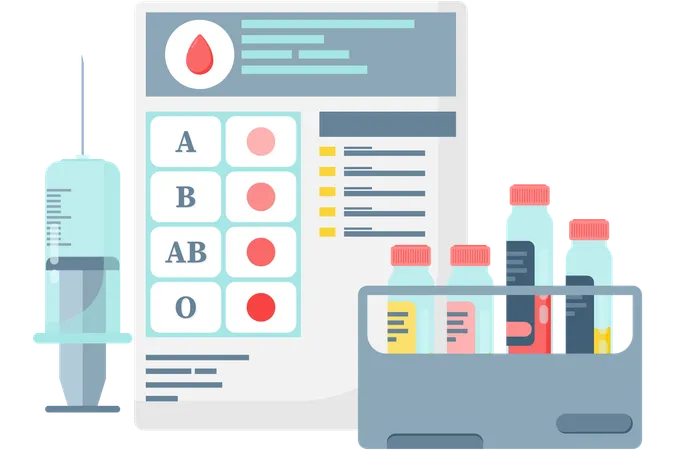 Menschliche Blutgruppendaten des Patienten  Illustration