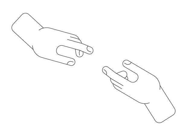 Menschliche Hände strecken sich einander entgegen  Illustration