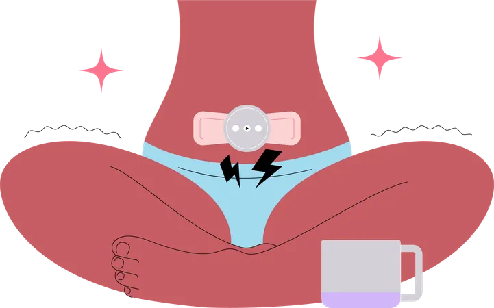 Menstrual pain relief device.  Illustration