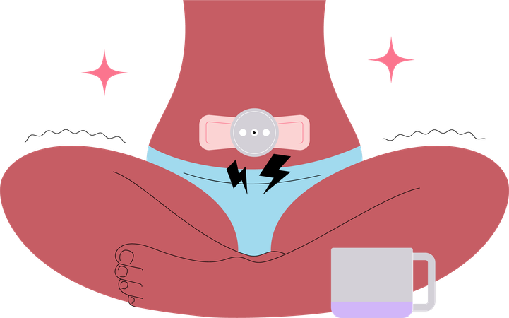 Menstrual pain relief device.  Illustration