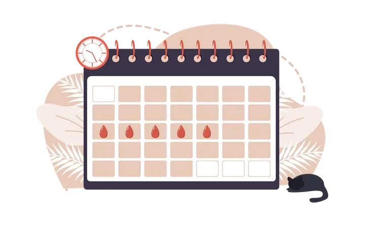 Woman Period Menstruation Calendar Shedule Female Critical Day Problems Vector Illustration In Flat Cartoon Style Illustration