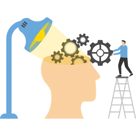 Mental Health Care Treatment Vector Illustration Concept Specialist Doctor Work To Give Psychology Therapy Tiny People Character With Ladder Design Banner Poster Or Media Social Printing 일러스트레이션