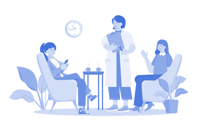 A Doctor Provides Therapy For Individuals Illustration