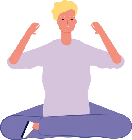 Personagem De Meditacao Pessoa Poses De Ioga Sentado Pilates Ilustração