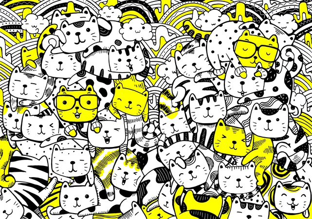 Meow pattern design  Illustration