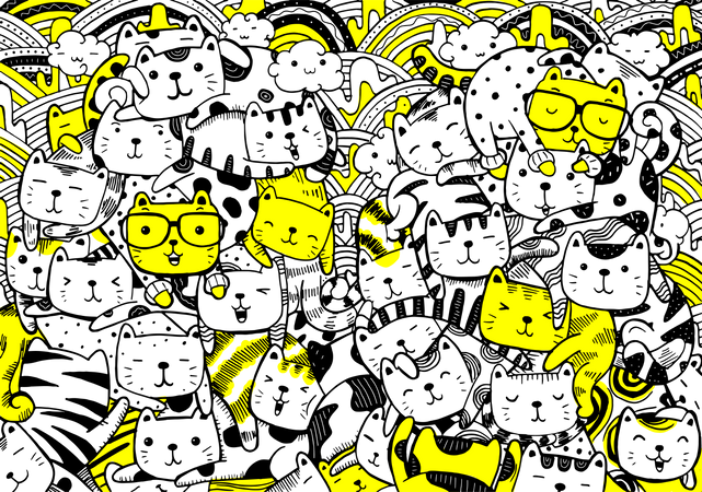 Meow pattern design  Illustration