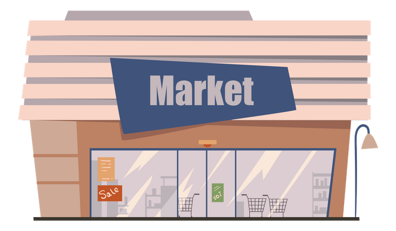 Mercado de compras  Ilustración