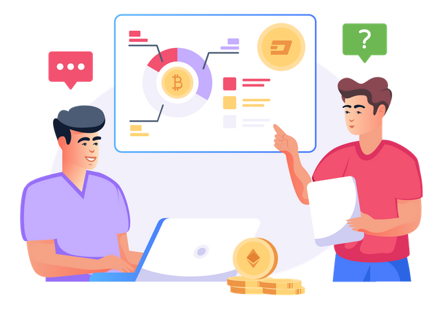 Mercado de bitcoins  Ilustração