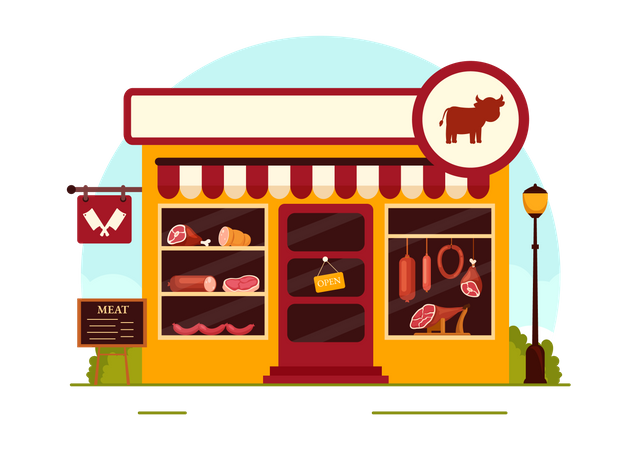 Mercado de carne  Ilustración