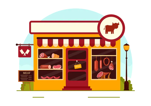 Mercado de carne  Ilustración