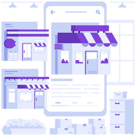 Mercado de compras digitais  Ilustração