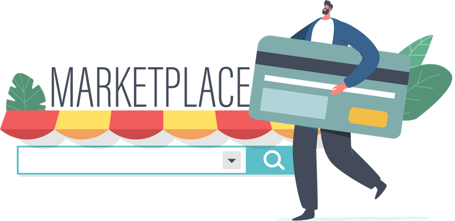 Mercado de compras en línea  Ilustración