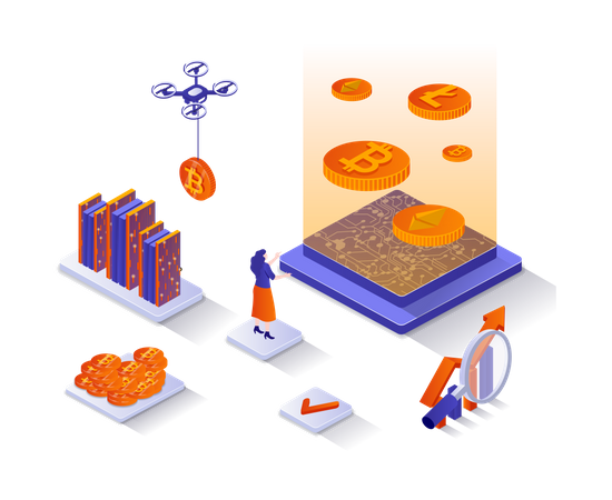 Mercado de criptomoedas  Ilustração