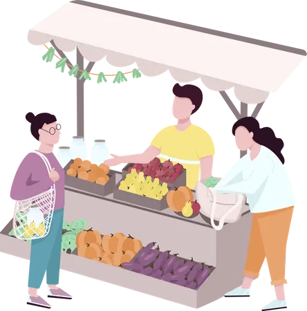 Mercado callejero de agricultores al aire libre  Ilustración