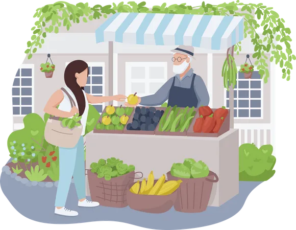 Mercado de vegetais  Ilustração