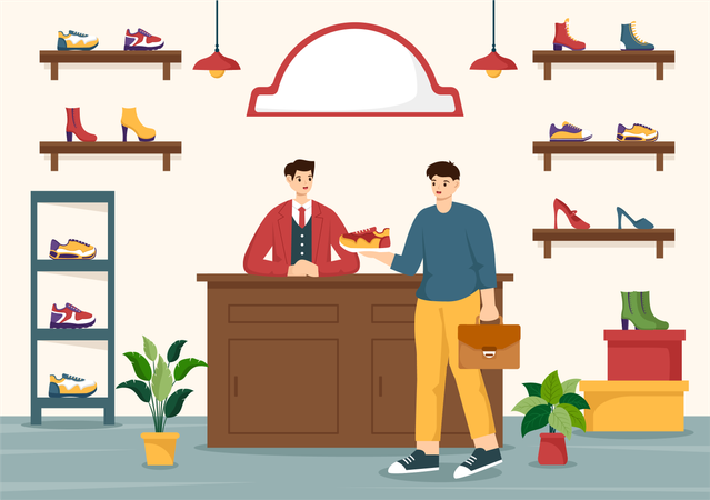 Mercado de zapatos  Ilustración