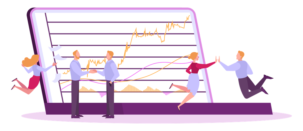 Inversor de mercado analizando el mercado de valores  Ilustración