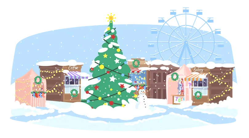 Mercado de Navidad  Ilustración