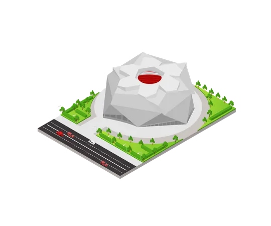 Isometric Style Illustration Of A Football Stadium Illustration