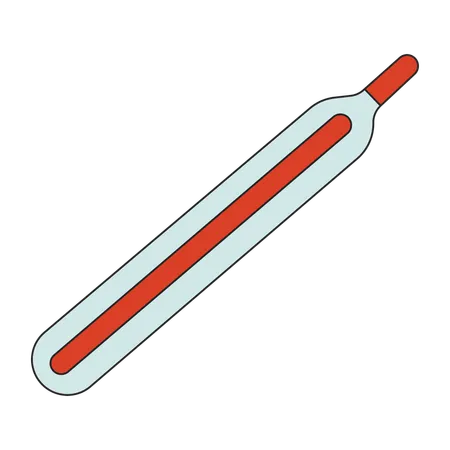 Mercury Glass Thermometer 2 D Linear Cartoon Object Measuring Body Temperature Tool Isolated Line Vector Element White Background Fever High Medical Instrument Color Flat Spot Illustration Illustration