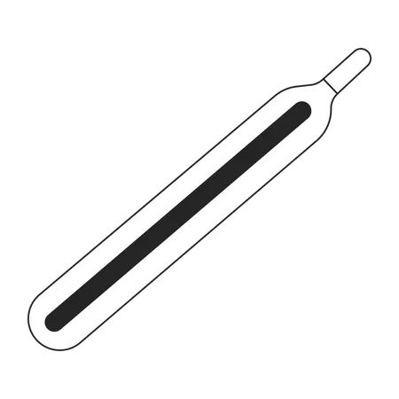 Mercury Glass Thermometer Black And White 2 D Line Cartoon Object Measuring Body Temperature Tool Isolated Vector Outline Item Fever High Medical Instrument Monochromatic Flat Spot Illustration Illustration