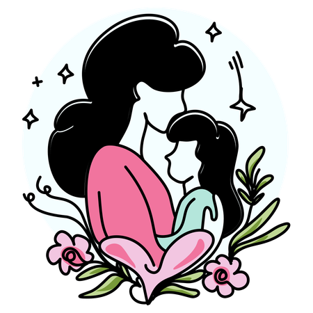 La mère aime beaucoup son enfant  Illustration