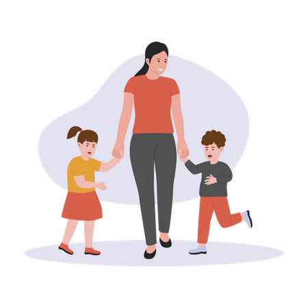 Mère avec enfants  Illustration