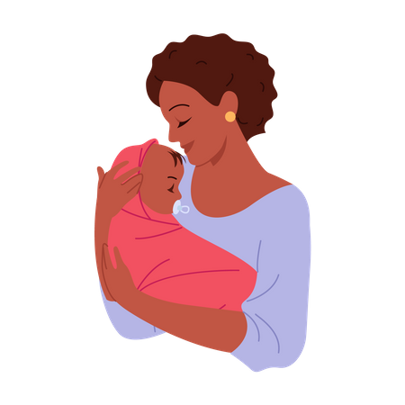 Mère avec bébé nouveau-né  Illustration