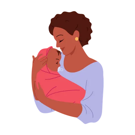 Mère avec bébé nouveau-né  Illustration