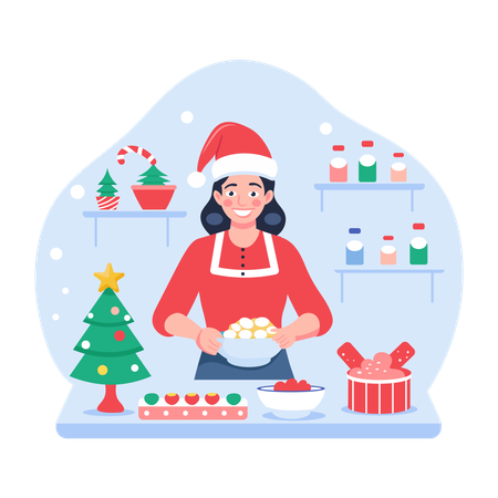 Mère préparant Noël  Illustration