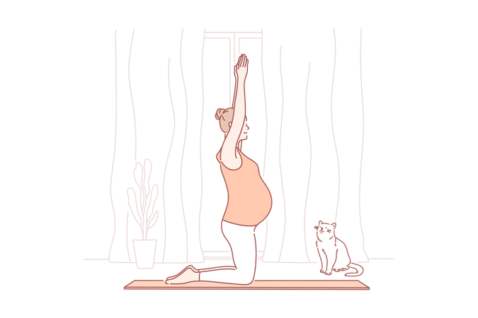 Mère enceinte pratiquant le yoga  Illustration